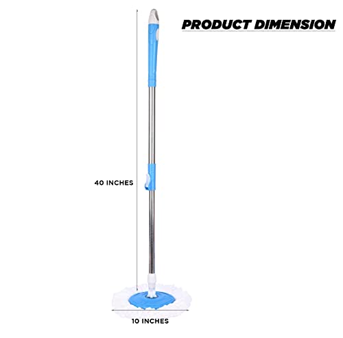 Zureni Bucket Spin Mop Stick Rod with Microfiber Refill Pocha Cleaner 360° Adjustable Easy Grip 42 Inches Long Metal Handle for Wet Floor Household Industrial Cleaning & Mopping (Random Color)