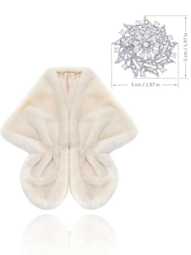 Women's Faux Fur Shawls and Wraps Wedding Bridal Fur Stole Wrap Shrug for Bride and Bridesmaid2