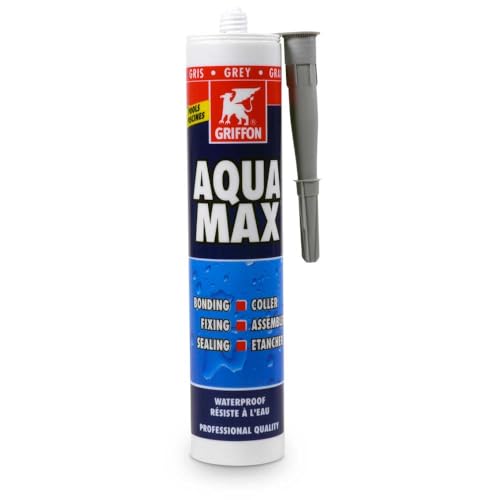 Griffon AQUA MAX Konstruktions- und Dichtklebstoff SMP-Polymer - Wasserfest und Lösemittelfrei - Für Schwimmbadbau Teichbau Nasszellen und Landwirtschaft - UV- und Wetterbeständig (Grau)