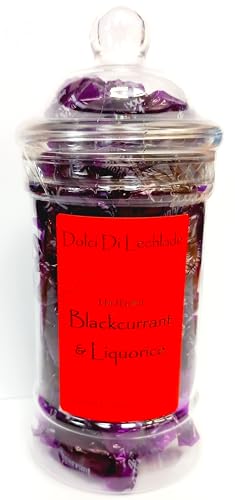 Blackcurrant and Liquorice Hard Boiled Sweets Gift Jar by Dolci Di Lechlade Classic British Retro Traditional Sweet Shop Candy Halloween Trick Treat Christmas Advent Stocking Filler Secret Santa
