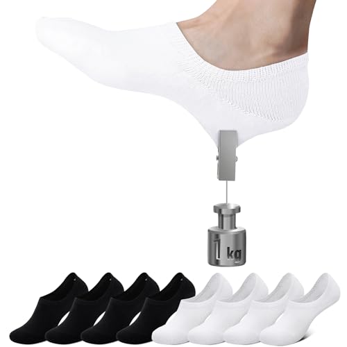 Falechay Sneaker Socken Damen Füsslinge Herren Sneakersocken 8 Paar Unsichtbare Ballarinas Socken Frauen schwarz weiß 39-42