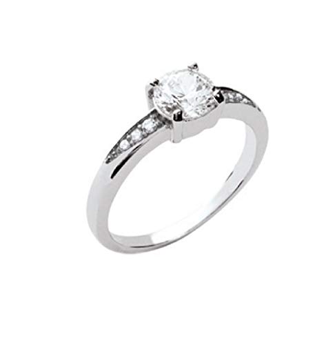Bague solitaire zirconium argent pour cadeau anniversaire femme