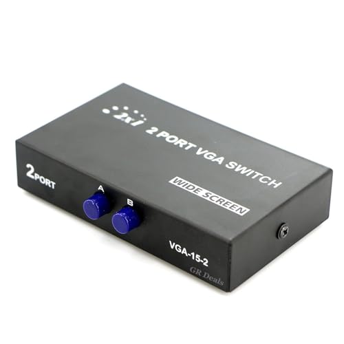 Image of VGA Switch 2 in 1 Out, 2-Port VGA Splitter for 2 PCs to 1 Monitor, Switcher Press Button Four Way Video Splitter for TV Monitor. (Black) (2 in 1 Out Switch). Black.