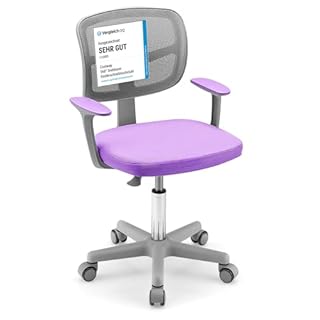 COSTWAY Sedia per Scrivania per Bambini, Sedia per Computer con Altezza Regolabile, Ruote, Sedile Girevole a Rete, Mobile Ergonomica per Bambini 3-10 Anni (Viola chiaro)