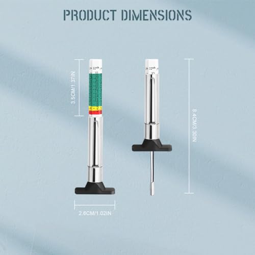 Image of 2Pcs Tire Tread Depth Gauge, Tire Wear Gauge, Automobile Tire Measurement with Two-Sided Smart Color Coded, Tread Depth Gauge in 1 /32 inch, Univsersal Car Accessories Fit for All Cars