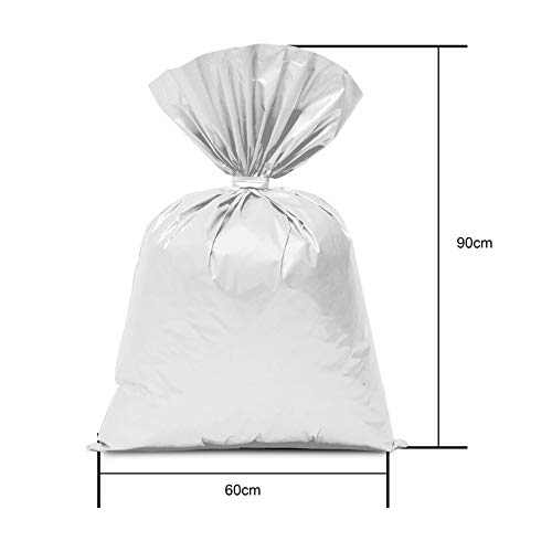 Saco Para Presente Cromus Embalagens com Acabamento Metalizado na Cor Prata 60x90 cm, Pacote com 25