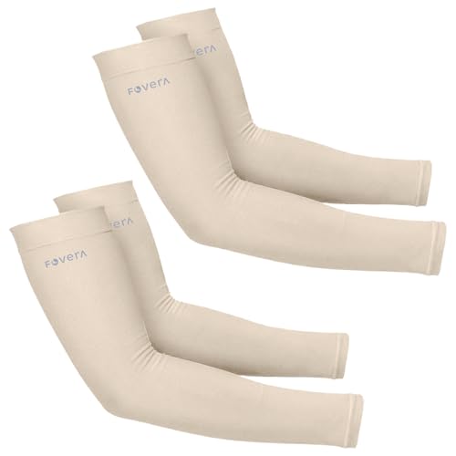 Image of FOVERA UV Sun Protection Arm Sleeves for Men & Women - UPF 50+ Cooling Hand Cover for Biking, Cricket, Driving & Cycling - Seamless Compression Tattoo Cover & Tan Protection Guard