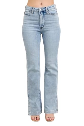 Judy Blue Full Size Tummy Control Vintage Wash Side Slit Slim Boot Jeans Plus Size Light 11(30)