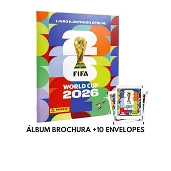 Kit C/ 1 Álbum Copa Do Mundo 2026 Capa Brochura + 10 Envelopes (7...