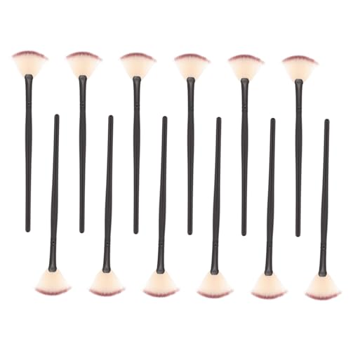 FRCOLOR Fan Shaped Makeup Brush Set 12pcs Elf Brush for Blush Esthetician Quality Gentle on Skin