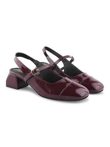 Image of JM LOOKS Women's Square Toe Block Heel Mules with Adjustable Strap & Comfortable Sole - Stylish Buckle Design