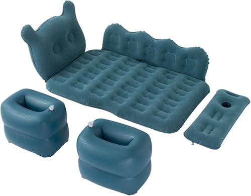 Image of Oshotto Big Size Thickend Travel Camping Inflatable Car Bed|Air Mattress with Pillow & Air Pump for Cars (Blue)