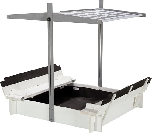 Bac à sable design en bois noble avec couverture et finitions durables de 120 cm