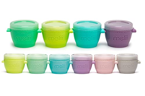 Image of melii Snap & Go Baby Food Storage Containers - 10-Piece Set (4 x 4 oz, 6 x 2 oz), Freezer Safe with Airtight Lids, Microwave & Dishwasher Safe for Meal Prep & On-the-Go Snacks
