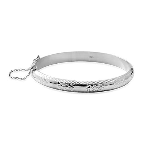 925 Sterling Silver Bangle Cuff Bracelet Custom Stylish Jewelry for Women Gifts for Her 7.5