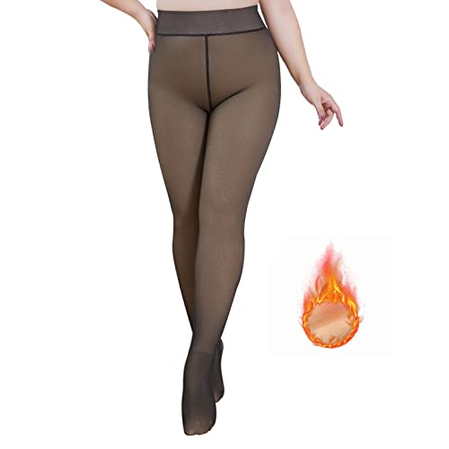 Zilams Jambes Faux Collant Polaire Femme Toison Collant Chaud Femme Hiver Thermique Collant Fourré Translucide Slim Extensible Legging Doublé Polaire(220g) Cover