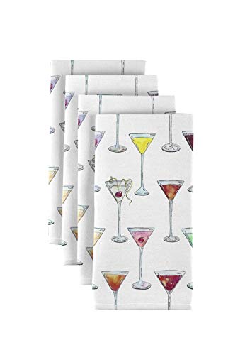 Martinis Cloth Napkins | Cocktail-Themed 18" x 18" Dinner Napkins | Set of 12 | Stain-Resistant for Easy Care | Made in The USA by Fabric Textile Products