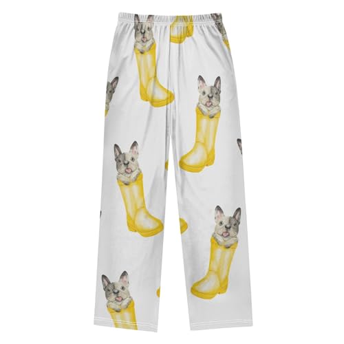 Dog in Wellies Boys Pants Boys Athletic Pants Long Pant for Boy with Pockets Wide-Leg Size 6-14Y2