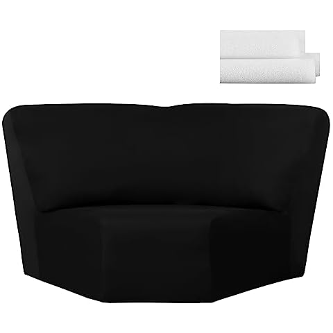 Weysat Corner Sofa Cover Stretch Corner Couch Cover Furniture Protector for Living Room Sectional Recliner Sofa Slipcover Reclining L Shape Sofa Couch Additional Seat (Black, Milk Silk) Cover