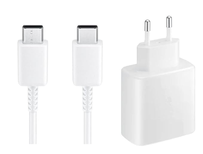 Image of Original 45W Charger Set USB-C to USB-C Cable Ultra Fast Charging Compatible With Galaxy S24 Ultra S24 Plus S24 S23 Plus S23 Ultra S23 FE S22 Tab S9 Z FoldZ Flip -White With Warranty
