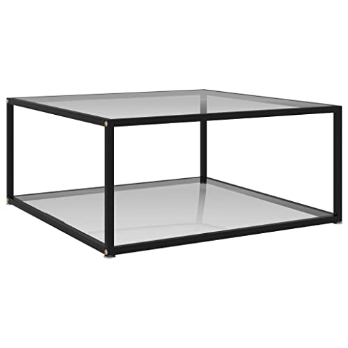 SKM Mesa de Centro Vidrio Templado Transparente 80x80x35 cm,Mobiliario,Mesas,Mesas Decorativas,Mesas de Centro,Transparente,322892