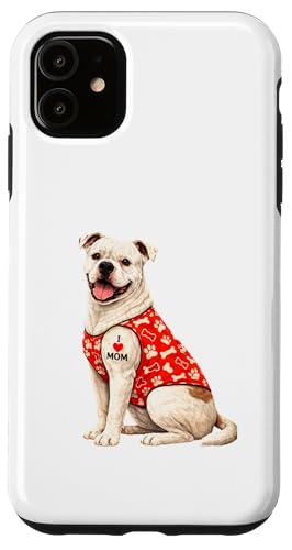 American Bulldog Dog Mom | I Love Mom ���킢���q�� �X�}�z�P�[�X iPhone 11 �p