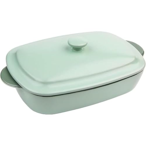 NICROSE レンジで焼き魚電子レンジ調理器具蓋付き電子レンジで焼き目が付けられる食器洗浄機対応,セラミック製品 (グリーン)