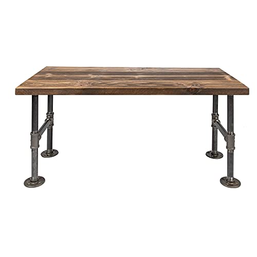 Restore by Pipe DÉCOR Wood Coffee Table 18 in. x 36 in. x 17.75 in. Reclaimed Ponderosa Pine Wood in Trail Brown with Industrial Pipe Legs