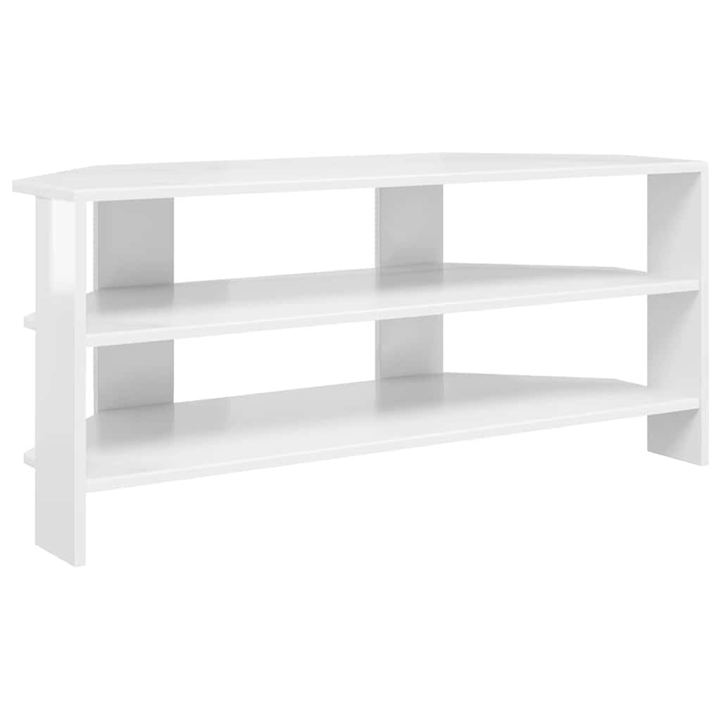 Mobile angolare per TV bianco lucido, 102 x 40,5 x 45 cm, in