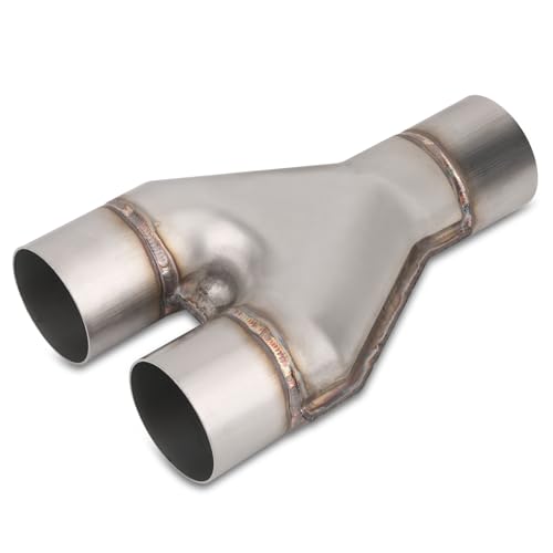 Vurkcy 2.5 inch Exhaust Y Pipe 2.5 Single to 2.5 Dual Exhaust Adapter Connector 10 Overall Length Universal 2 1/2 Inch Y Tail Pipe Weld-on Silvery