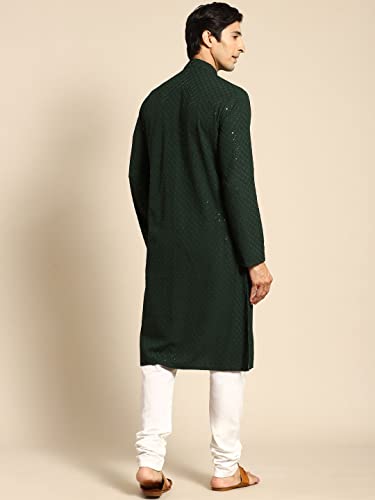 Image of Rajubhai Hargovindas Men Chikankari and Sequin Work Kurta