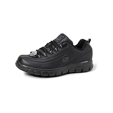 Skechers Women's Sure Track - Trickel Work Shoes,Black Leather,5 UK Cover