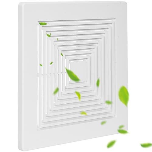 TIHCXNY 9x9 Inch Bathroom Exhaust Fan Cover (1 Pack) Matte White Grille with Spring Square Ceiling or Wall Mounted Exhaust Fan Replacement Parts for BP90 BP46 689 688 671 670 663 Bathroom Vent Cover