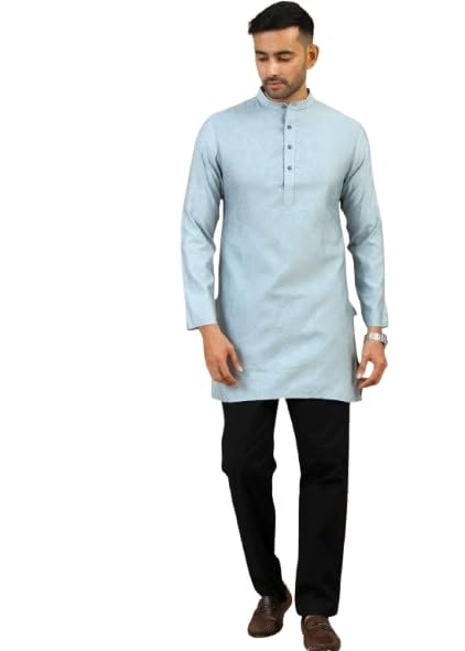 tattva Men Thread Work Kurta - Blue-picture-30