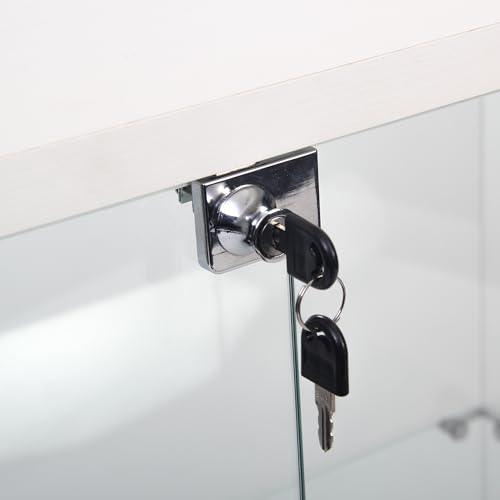 Frameless Glass Display Cabinet, Curio Cabinet Display Case with Lock and 2 Doors, Quick-Install Floor Standing Large Showcase Display Shelf for Collectibles, Legos, Figures, Plants