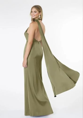 One Shoulder Satin Bridesmaid Dresses for Wedding with Scarf Mermaid Prom Dress Long Bodycon Formal Evening Gowns2