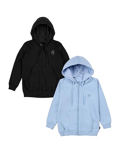 Image of KiddoPanti Boys Solid Cotton Full Sleeve Zip-Up Front Open Hooded Sweatshirt