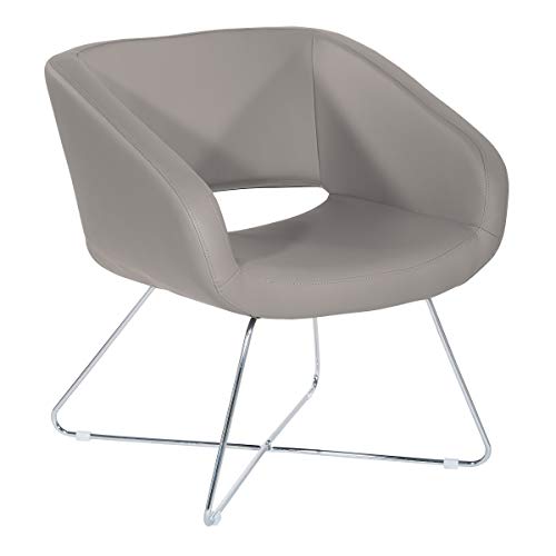 Office Star Resimercial Modern Vinyl Lounge Chair w/Chrome Finish Base, Stratus Grey