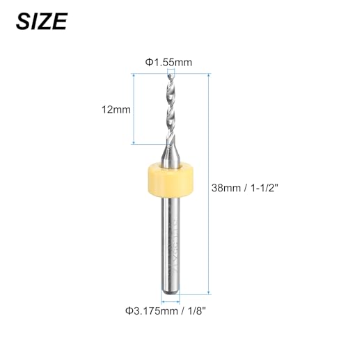 QUARKZMAN Micro-Bohrer 1,55 mm Wolframkarbid-Drehwerkzeug Schmuck CNC-Gravur Leiterplatte Mikro-Bohrer 1/8 Zoll Schaft 10 Stück