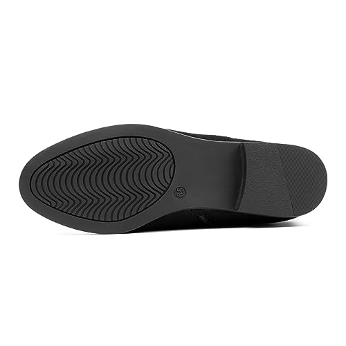 VJH confort Women's Mid Calf Boots, Almond Round Toe Low Heel Comfort Dress Slouchy Booties4