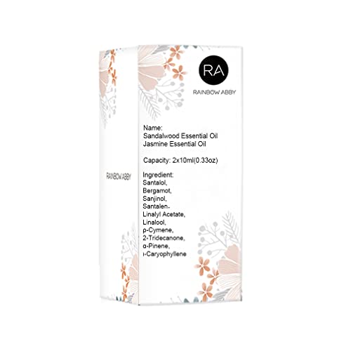 Jasmine Sandalwood Essential Oil Set 100% Pure Plant Oils, 2X10Ml #TOP3