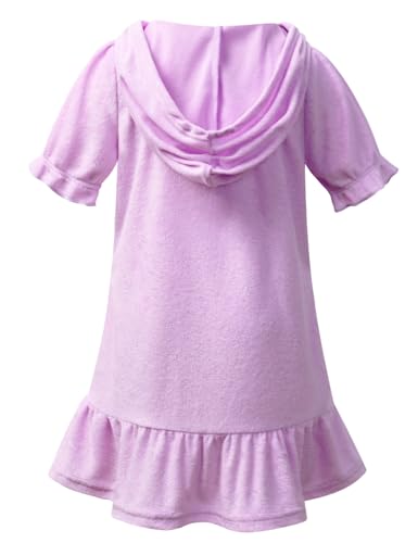 Image of CHILDRENSTAR Girls Swim Coverups Terry Swimsuit Cover-Up Hooded Zip-Up Beach Robe