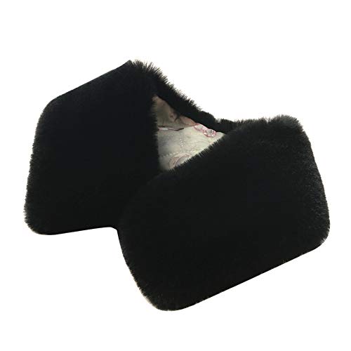 Eforstore Women's Winter Scarf Faux Fur Collar Plush Scarf Neck Warmer Shawl Collar Tube Scarf Elegant Ladies Fur Loop Scarf Black
