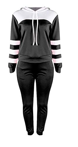 Conjunto Feminino Blusa Manga Longa e Calça Inverno Frio Casual (P, Preto/Branco)