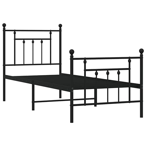 ZEYUAN Bettgestell mit Kopf- und Fußteil Metall Schwarz 75x190 cm, Bett, Bed Frame, Familienbett, Bettrahmen, Bett Gestell, Bett Rahmengestell, Schlafzimmer Bett - 353545 – Bild 6