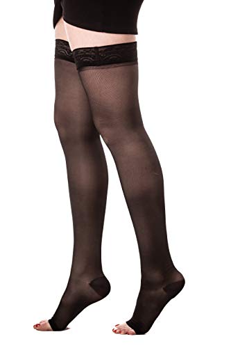 Image of Medicella Thigh High Compression Stockings for Women Open Toe 15-20 mmHg Medical Quality