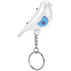 Buscador de Llaves - Forma de Pájaro, Buscador de Llaves con Silbato LED Llavero de Control de Voz Inteligente para Billeteras/Coche/Mascotas/Niños/Bolsos/Maletas (con Batería)(Blanco)