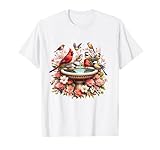 Cardinal & Chickadee Birds Spring Flowers T-Shirt