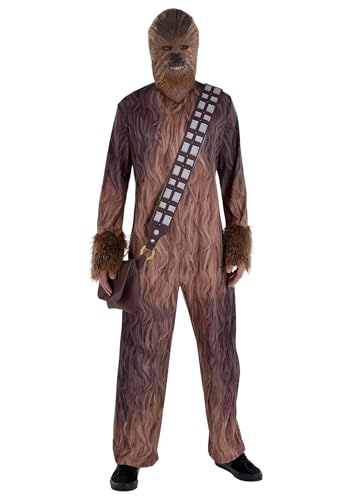 Party City Chewbacca Costume for Men - Star Wars Costume Includes Jumpsuit, Full Mask, & Bandolier - Costumes for Halloween, Birthday Parties, & Themed Events Multi