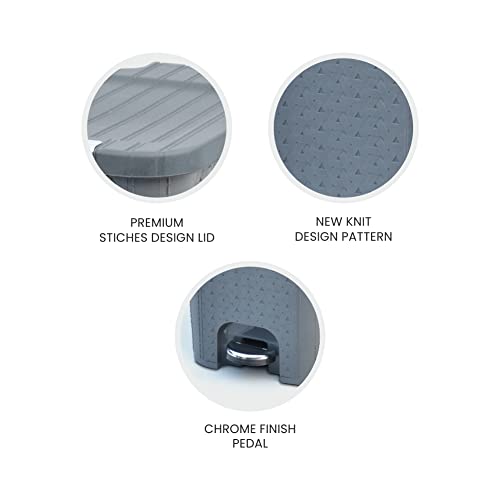 Image of FLAIR Ultra Home Pedal Trash Bin - 15L Large Dustbin with Inner & Lid | Unbreakable Plastic, Odor Control, Lightweight | Non Garbage Smell | Perfect for Bathroom, Kitchen & Office (Grey)